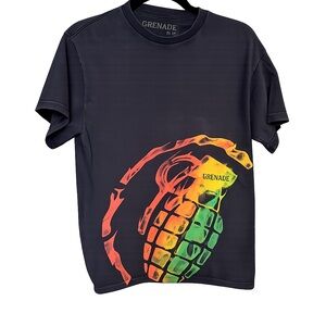 Men’s Grenade Graphic T-Shirt Size Medium Black Multicolor Grenade Logo Tee